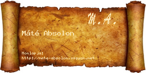 Máté Absolon névjegykártya